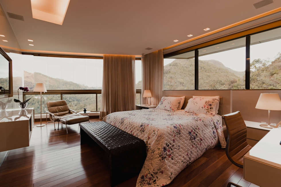 Modern bedroom interior with furniture in hotel